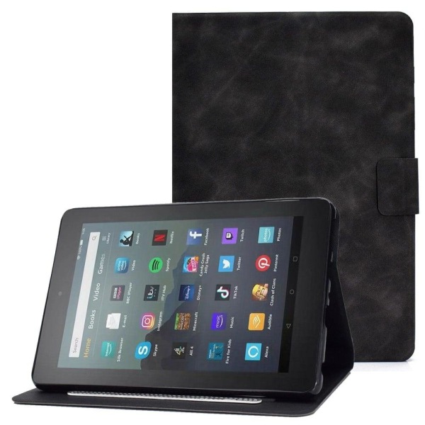 Leather case with stand for Amazon Fire 7 (2022) - Black Svart