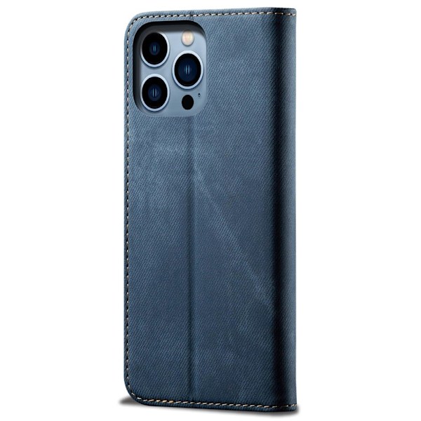 Jeans iPhone 14 Pro Max flip etui - Blå Blue