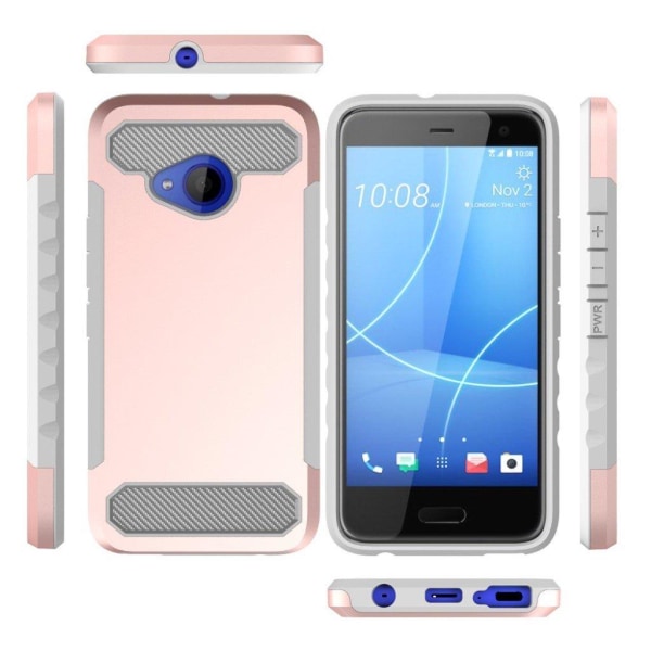 HTC U11 Life Karbonfiber designat skal - Rose guld Rosa