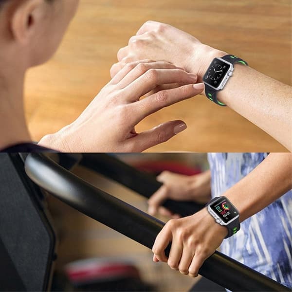 Apple Watch (41mm) tofarvet silikone-urrem - Sort / Grøn Black