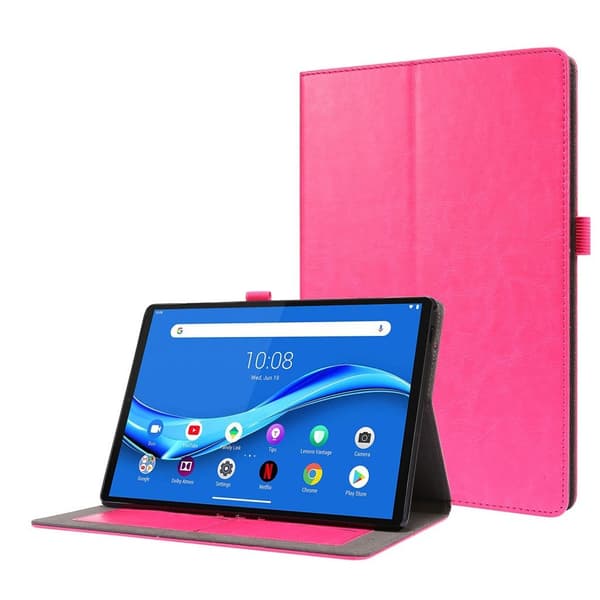 Crazy Horse Lenovo Tab M10 flipfodral i läder - Ros Rosa