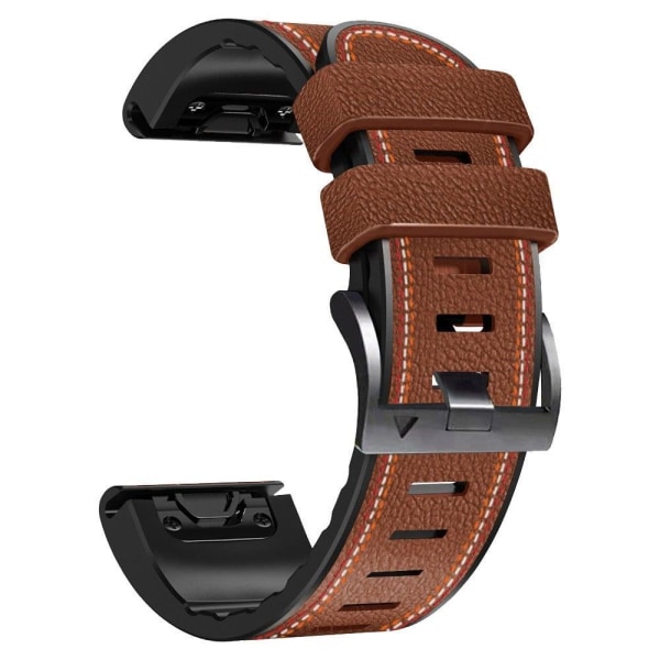 26mm nahkainen ja silikoninen kellohihna Garmin-kelloon - Ruskea Brown