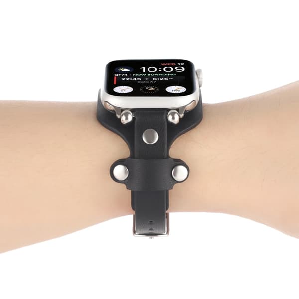 Apple Watch Series 8 (41mm) aito nahkaranneke - Musta Black