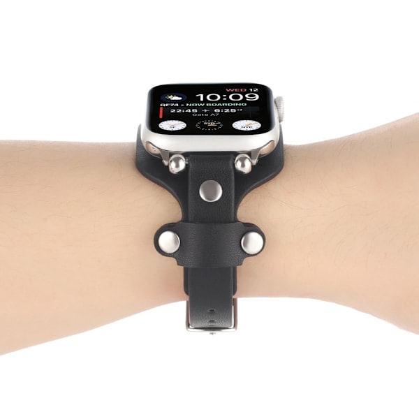 Apple Watch Series 8 (41mm) rem i ægte læder - Sort Black