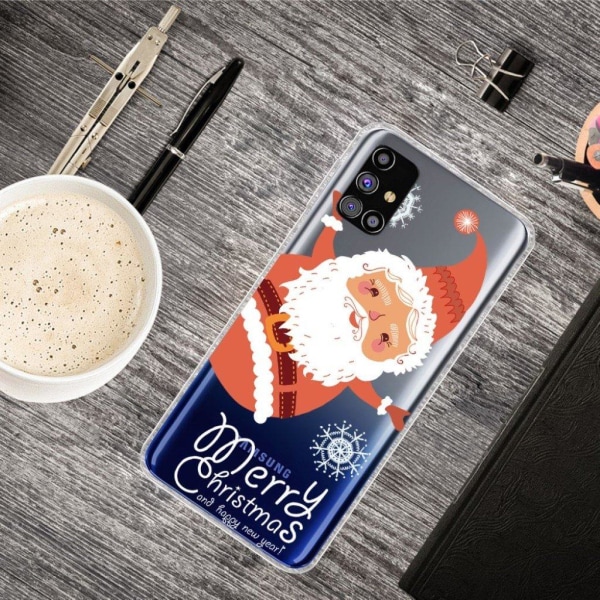 Juletaske til Samsung Galaxy M51 - Santa Claus / Snefnug Red