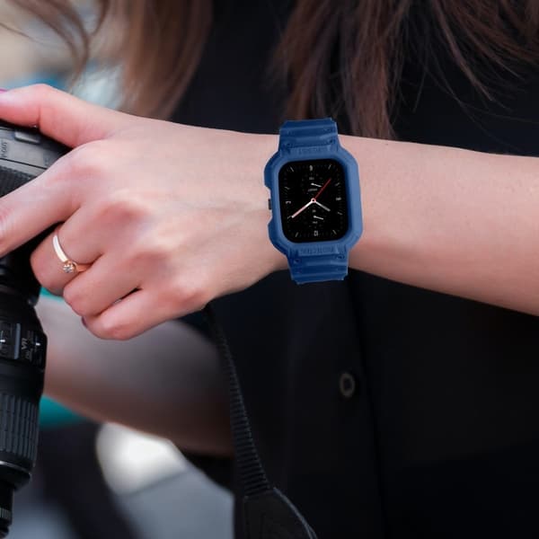 Amazfit GTS 4 / 3 / 2 / 1 klockarmband i silikon med integrerat skydd - Midnattsblå Blå