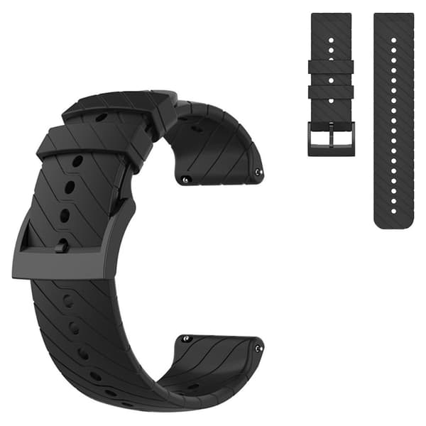 24 mm silikoneurrem med twill-struktur til Suunto-enhed - Sort Black