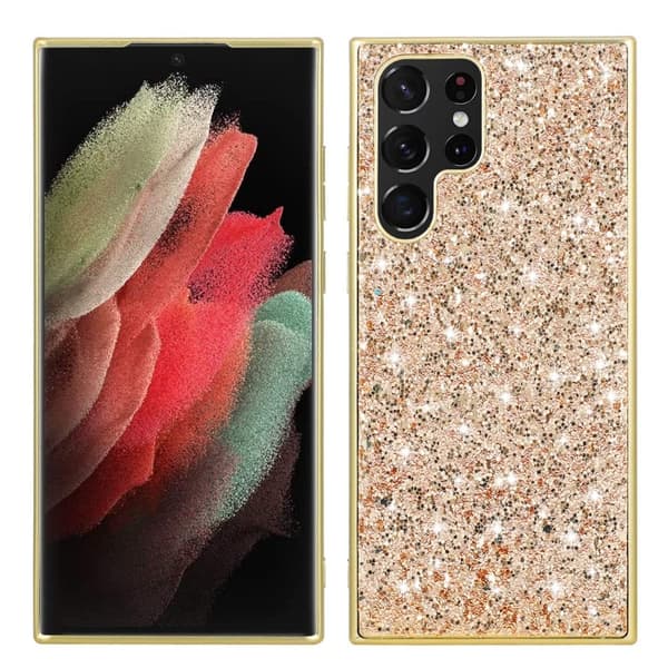 Glitter Samsung Galaxy S23 Ultra skal - Guld Guld