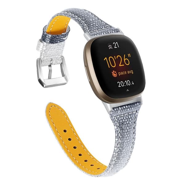Fitbit Sense / Versa gradient ægte læder rem - sort Black