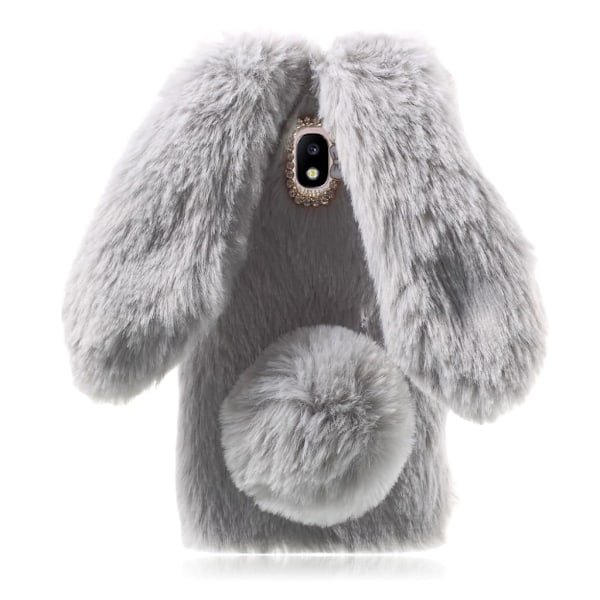 Fluffy Rabbit Samsung Galaxy J3 (2017) skal - Silver/Grå Silvergrå