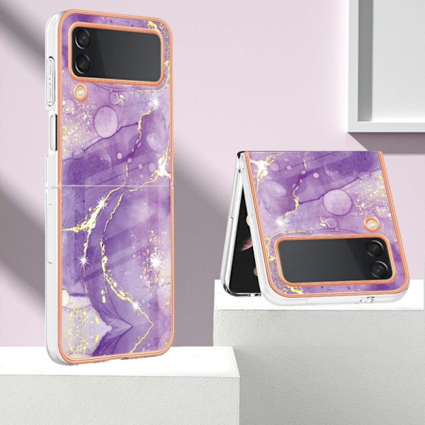 Marble Samsung Galaxy Z Flip4 Etui - Lilla Marmor Purple