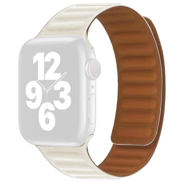 Apple Watch (45mm) kaksivärinen silikoninen magneettilukkoinen ranneke - Beige Beige