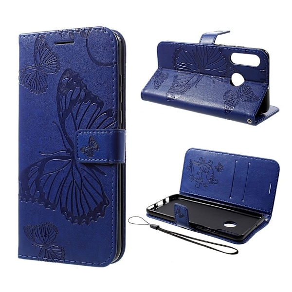 Butterfly läder Huawei P30 Lite fodral - Blå Blå