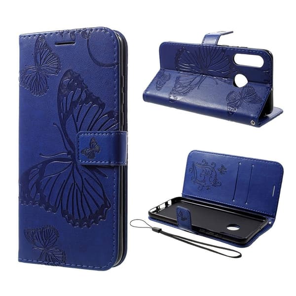 Huawei P30 Lite forlaget butterfly læretui - Blå Blue