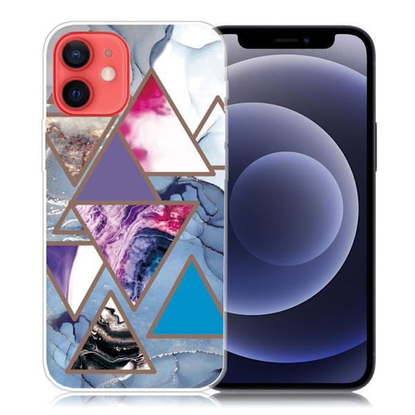 Marble iPhone 12 Mini Etui - Trekant Mønstre i Klinkekule Multicolor