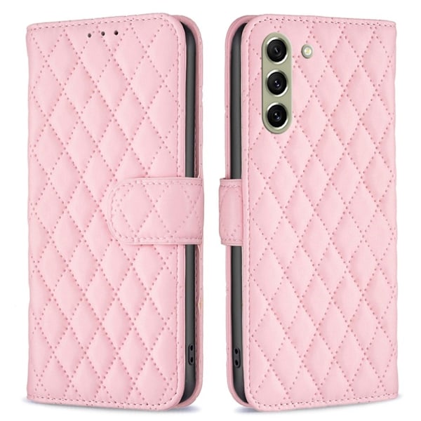 Matt Samsung Galaxy S21 FE fodral med rombmönster - Rosa Rosa