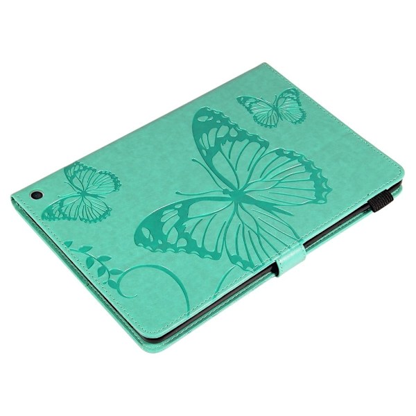 Amazon Fire HD (2021) läderfodral med fjärilsmönster - Grön Grön