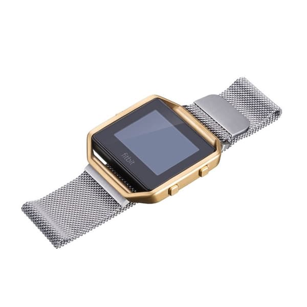 Fitbit Blaze uniikki ranneke - Hopea koko L Silver grey