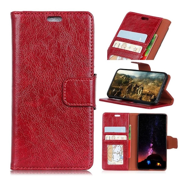 Samsung Galaxy J8 (2018) hehkuva Haljais PU Nahkainen Lompakko Suojakotelo - Punainen Red