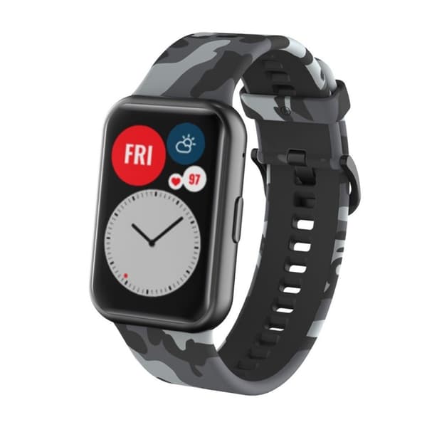 Huawei Watch Fit mønstret silikoneurrem - Grå / Camouflage Silver grey