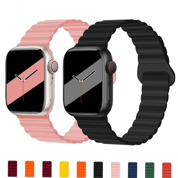 Apple Watch (41 mm) klockarmband med magnetiskt lås i silikon - Grå / Vinröd Silvergrå