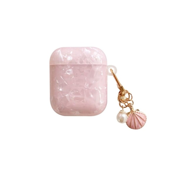 AirPods stylish case with cute shell pendant Pink