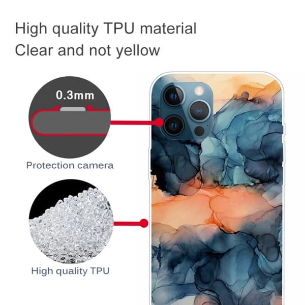 Marmormotiv iPhone 13 Pro skal - Orange Mellan De Blå multifärg