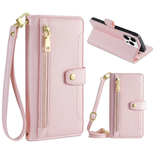 iPhone 15 Pro plånboksfodral i veganskt läder - Rosa Rosa
