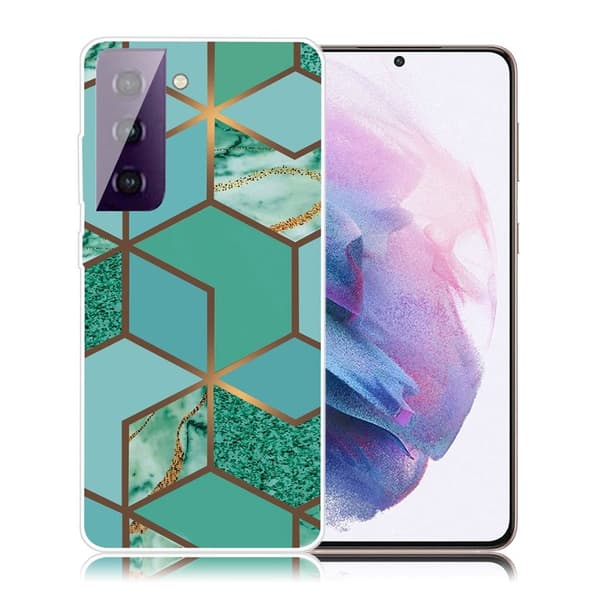 Marmormotiv Samsung Galaxy S21 Plus 5G skal - Blågrön Marmorplatta Grön