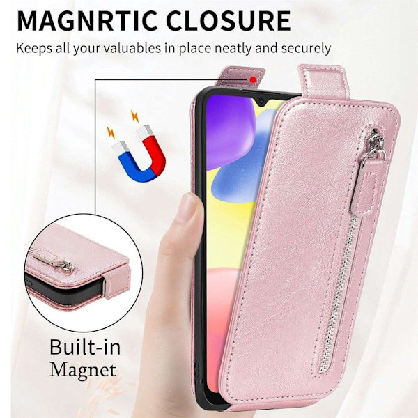 Vertikalt Xiaomi Redmi 10A fodral med dragkedja - Rosa Rosa