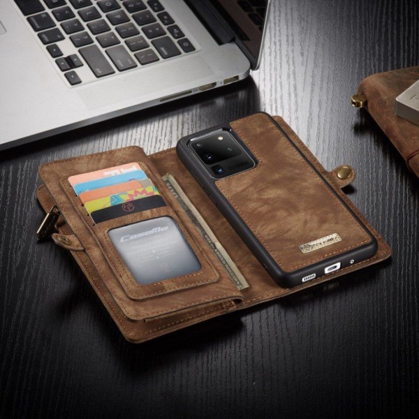 CaseMe Samsung Galaxy S20 Ultra Zipper Wallet Etui - Brun Brown