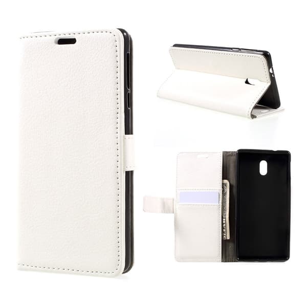 Nokia 3 Litchi Tekstur PU Lær Flip Etui - Hvit White