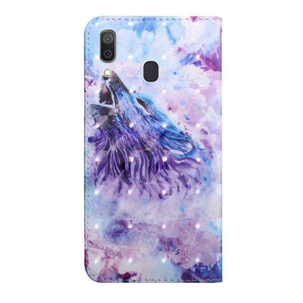 Samsung Galaxy A40 décor patterned leather case - Howling Wolf Multicolor