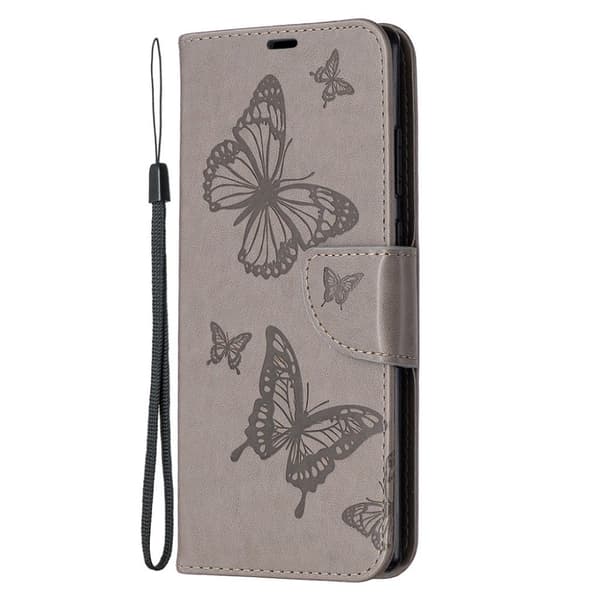Butterfly läder Samsung Galaxy Note 20 fodral - Silver/Grå Silvergrå