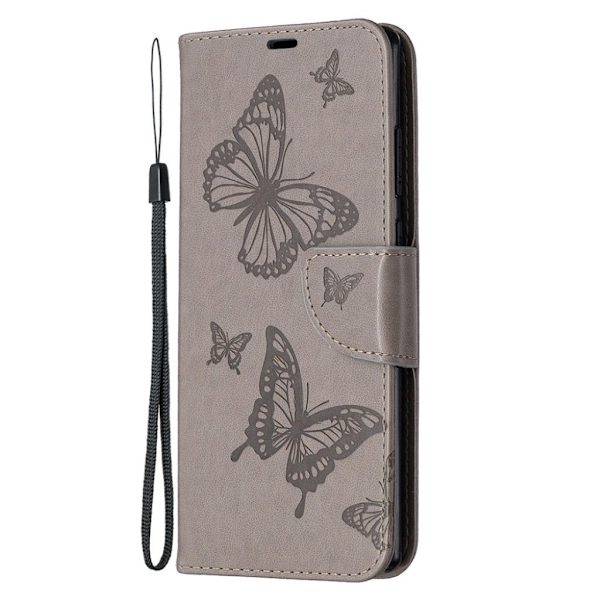 Butterfly Samsung Galaxy Note 20 nahkakotelo - Harmaa Silver grey