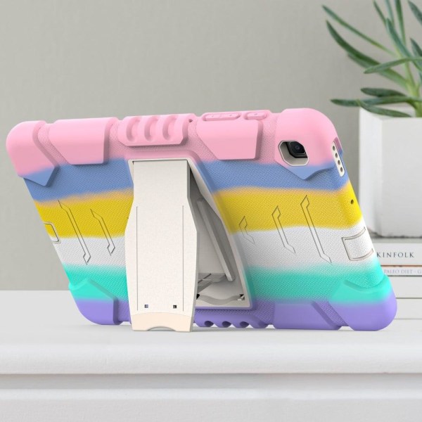 Samsung Galaxy Tab S6 Lite silikonisuojus jalustalla - Värikäs Vaaleanpunainen Multicolor