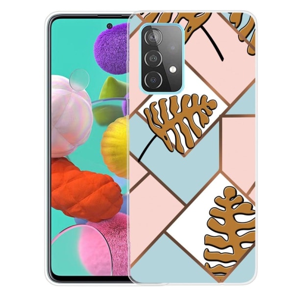 Deco Samsung Galaxy A73 Etui - Toon Leaves i Pink og Blå Multicolor