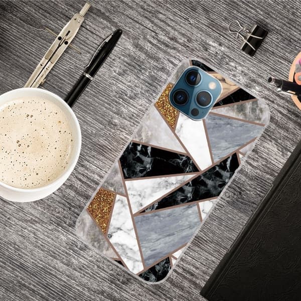 Marble iPhone 15 Etui - Fragment Of Klinkekule Colors Silver grey