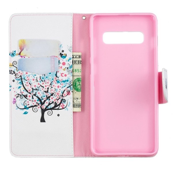Samsung Galaxy S10 Plus mønstret læder flip etui - Blomstret Træ Multicolor