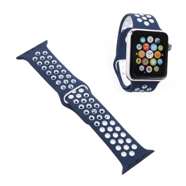Apple Watch 38mm silikone rem - Hvid/blå Blue