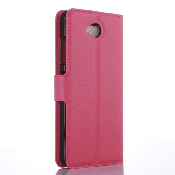 Litchi Textur Plånbok Läderfodral för Microsoft Lumia 650 - Varm Rosa