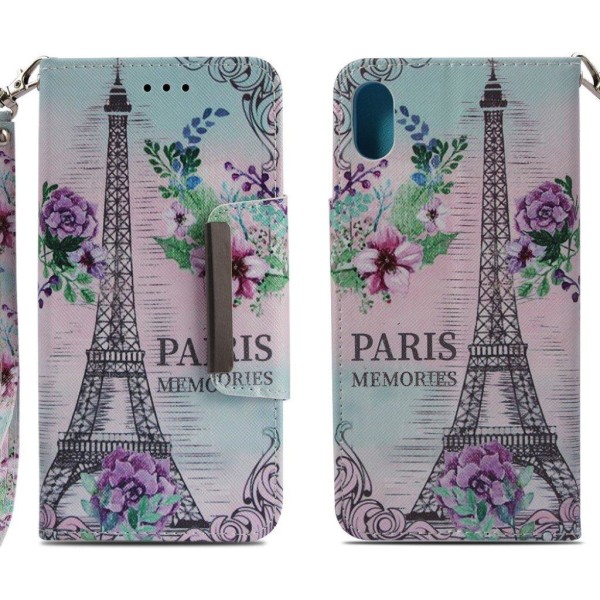 iPhone Xs Max flip cover i læder med mønsterprint - Eiffeltårnet Multicolor