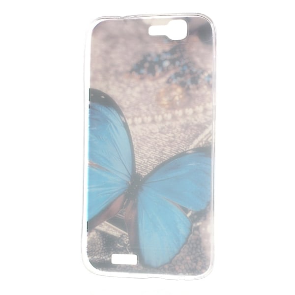 Butterfly läder Huawei Ascend G7 fodral - Blå Blå