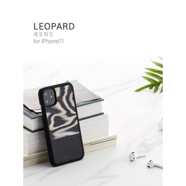 Man&Wood premium etui til iPhone 11 - Leopard Black