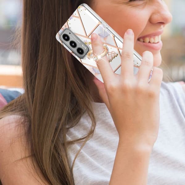 Marmormotiv Motorola Edge 20 skal - Krona multifärg