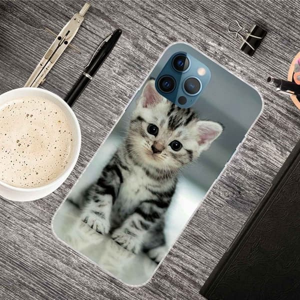 Deco iPhone 14 Pro Max deksel - Søt Katt Silver grey