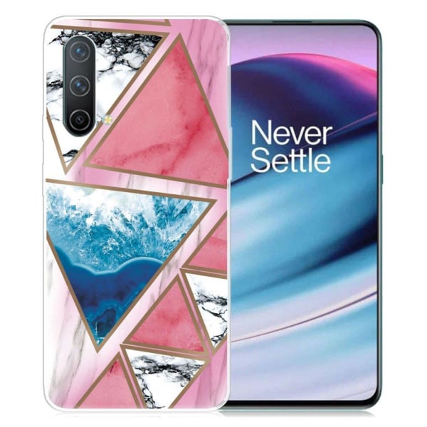 Marmormotiv OnePlus Nord CE 5G skal - Vit / Blå / Rosa Triangel multifärg