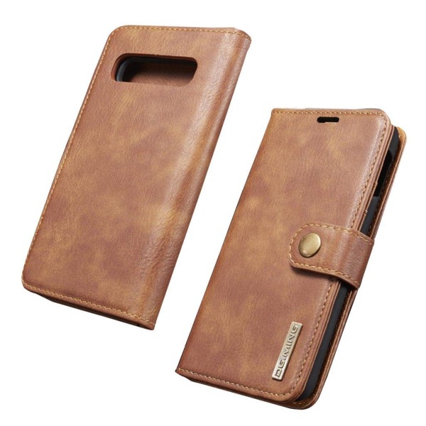 DG.MING Samsung Galaxy S10 2-in-1 haljasnahkainen suojakotelo - Ruskea Brown