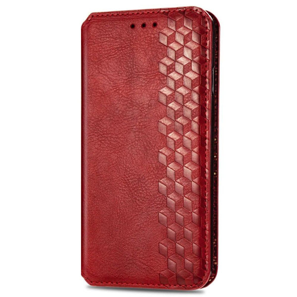 Nahkakotelo With A Stylish Rhombus Imprint For Motorola Moto E32s / E32 / G22 - Punainen Red
