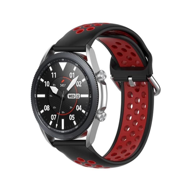 Samsung Galaxy Watch 3 (45mm) bi-farve silikone rem - sort / rød Black